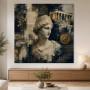 Antike Eleganz in Blau und Gold, Wandbild oder Kunstdruck