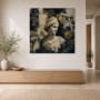 Antike Eleganz in Blau und Gold, Wandbild oder Kunstdruck