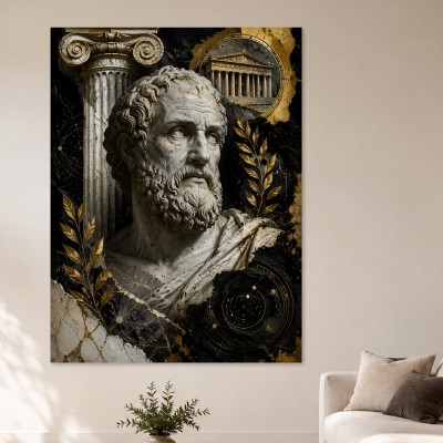 Antiker Porträt-Kunstwerk, Wandbild oder Fine Art Print mit goldenen Akzenten