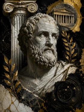 Antiker Porträt-Kunstwerk, Wandbild oder Fine Art Print mit goldenen Akzenten