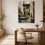 Luxus Wandbild und Acrylbild mit modernem Sportwagen vor architektonischer Kulisse