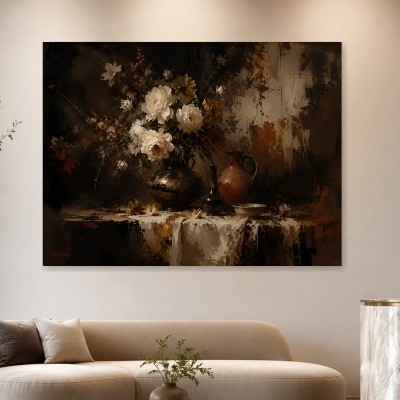 Stillleben mit weißen Blüten als Kunstdruck oder Leinwandbild