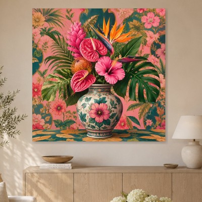 Tropisches Blumenarrangement als Wandbild oder Kunstdruck