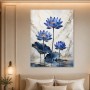 Blaue Lotusblüten als Wandbild oder Acrylbild in eleganter Harmonie