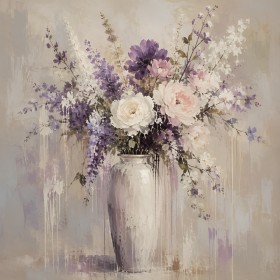 Blumenstillleben als Leinwand oder Poster in zarten Violetttönen