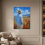 Mann im Blumenfeld als Leinwand oder Kunstdruck