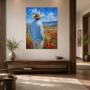 Mann im Blumenfeld als Leinwand oder Kunstdruck