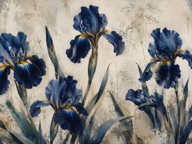 Blaues Irismotiv als Leinwand oder Kunstdruck mit eleganter Tiefe