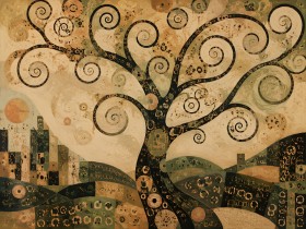 Abstraktes Wandbild oder Fine Art Print mit ornamentalem Baummotiv