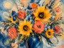 Leuchtender Blumenstrauß als Kunstwerk oder Fine Art Print