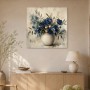 Blaue Blüten im Keramikgefäß, Leinwand oder Kunstdruck