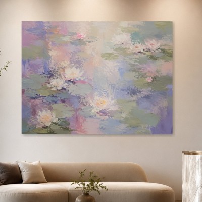 Zarte Seerosen im Licht, abstraktes Wandbild oder Leinwandbild