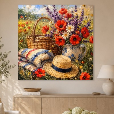 Blumenstillleben als Kunstdruck oder Wandbild im sommerlichen Feldlicht