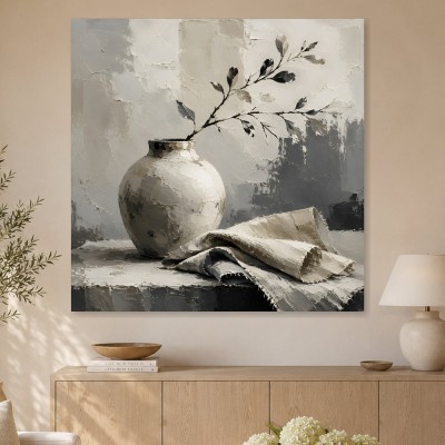 Vase mit Zweig als Kunstdruck oder Leinwand für ruhige Räume