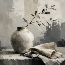 Vase mit Zweig als Kunstdruck oder Leinwand für ruhige Räume