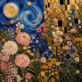 Garten unter Sternen, Leinwand oder Kunstwerk