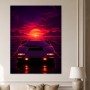 Retro Supercar im Neonhimmel, Poster oder Fine Art Print