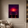 Retro Supercar im Neonhimmel, Poster oder Fine Art Print