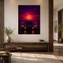 Retro Supercar im Neonhimmel, Poster oder Fine Art Print