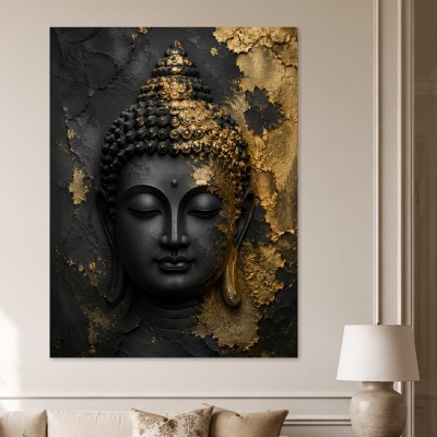 Buddha in Schwarz und Gold als Modernes Wandbild oder Fine Art Print