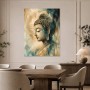 Buddha als Wandbild oder Acrylbild in ruhiger Gold-Blau-Ästhetik