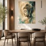 Buddha als Wandbild oder Acrylbild in ruhiger Gold-Blau-Ästhetik