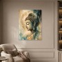 Buddha als Wandbild oder Acrylbild in ruhiger Gold-Blau-Ästhetik