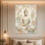 Meditativer Buddha als Kunstwerk oder Wandbild in sanften Naturtönen