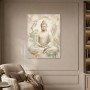 Meditativer Buddha als Kunstwerk oder Wandbild in sanften Naturtönen