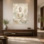Meditativer Buddha als Kunstwerk oder Wandbild in sanften Naturtönen