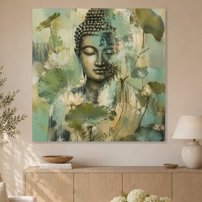Buddha mit Lotusmotiv als Wandbild oder Leinwandbild