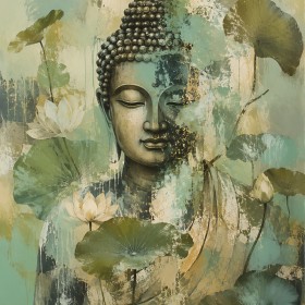 Buddha mit Lotusmotiv als Wandbild oder Leinwandbild Buddha mit Lotusmotiv als Wandbild oder Leinwandbild