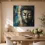 Buddha Wandbild oder Acrylbild in Blau und Gold