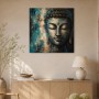 Buddha Wandbild oder Acrylbild in Blau und Gold