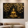Goldener Buddha unter Herzblättern, Wandbild oder Kunstdruck
