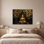 Goldener Buddha unter Herzblättern, Wandbild oder Kunstdruck