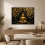 Goldener Buddha unter Herzblättern, Wandbild oder Kunstdruck