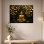 Goldener Buddha unter Herzblättern, Wandbild oder Kunstdruck