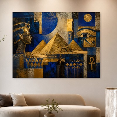 Ägyptische Collage zwischen Leinwand und Poster