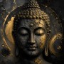 Buddha Gesicht in Gold, Abstraktes Wandbild oder Kunstdruck