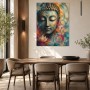 Buddha Kunstwerk oder Wandbild in leuchtender Farbkomposition