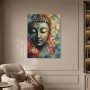 Buddha Kunstwerk oder Wandbild in leuchtender Farbkomposition