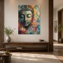 Buddha Kunstwerk oder Wandbild in leuchtender Farbkomposition