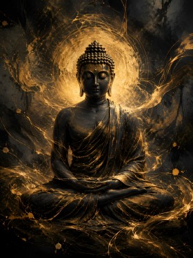 Goldener Buddha im Licht, Acrylbild oder Fine Art Print Goldener Buddha im Licht, Acrylbild oder Fine Art Print