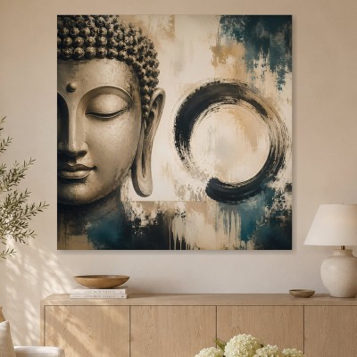 Buddha im Fokus als Modernes Wandbild oder Acrylbild
