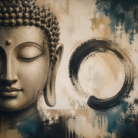 Buddha im Fokus als Modernes Wandbild oder Acrylbild