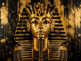 Goldene Pharaonenmaske als Wandbild oder Acrylbild