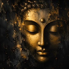 Goldene Buddha Maske als Kunstwerk oder Leinwandbild