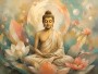 Meditative Buddha mit Lotus, Acrylbild oder Kunstdruck