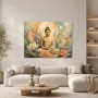 Meditative Buddha mit Lotus, Acrylbild oder Kunstdruck